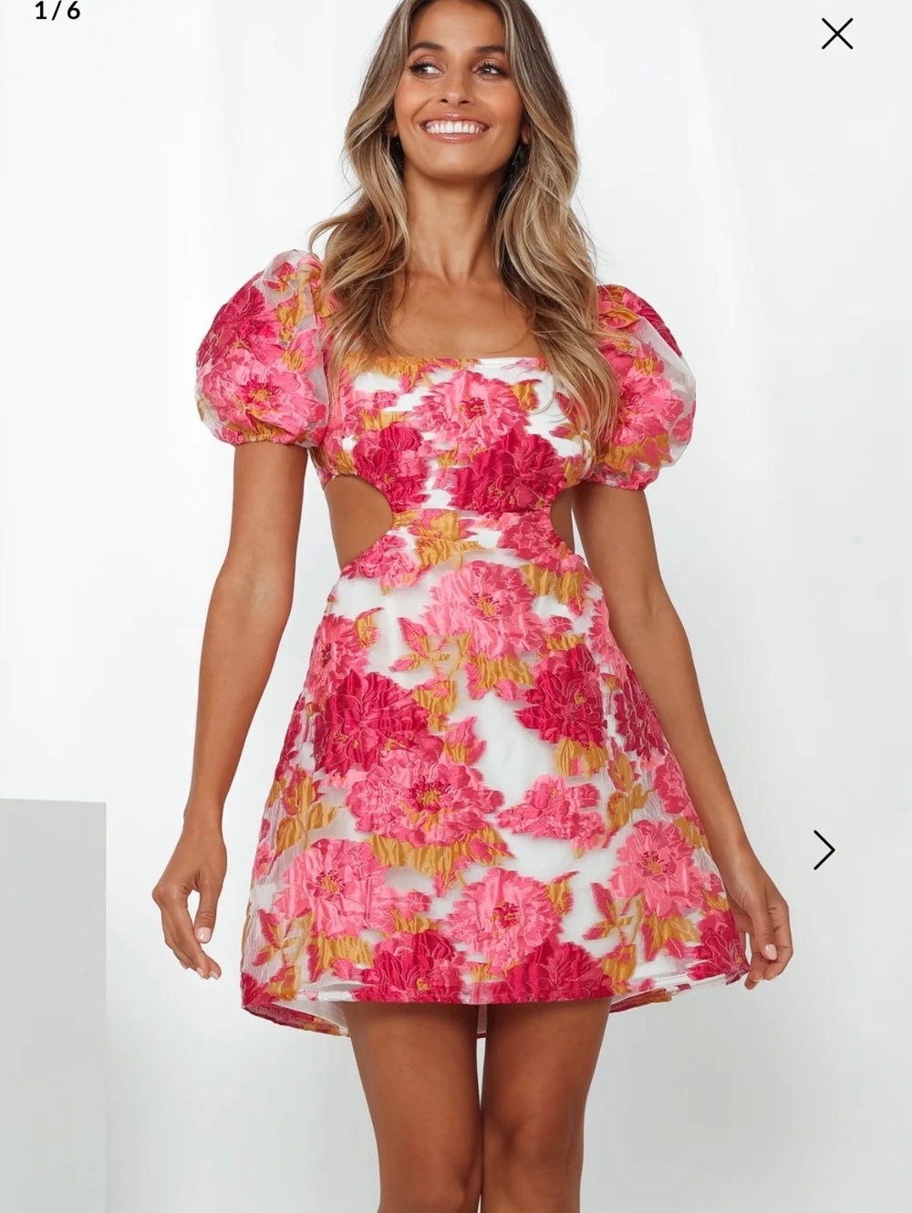Hello Molly Answer Is Glamour Dress Fuchsia Floral Cutout Mini Dress Size 6